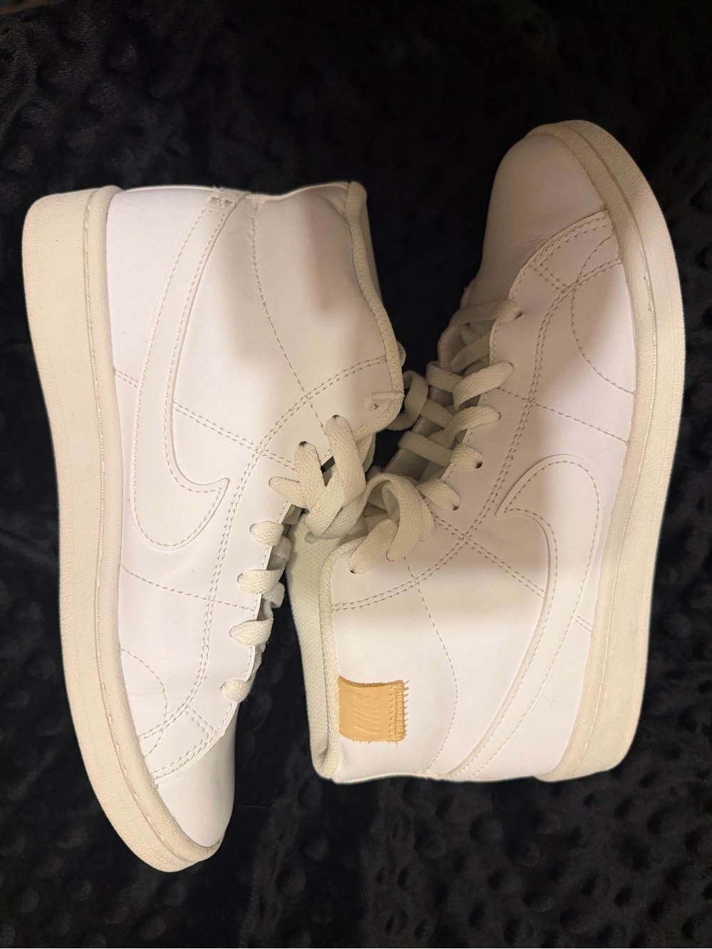 Nike Women's White High-Top Sneakers with Tan Patch